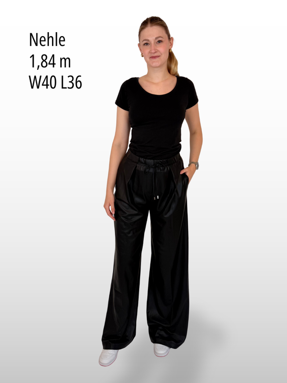 ONLY M Palazzo Lederimitat mit elastischen ummizug High Waist Black vorne