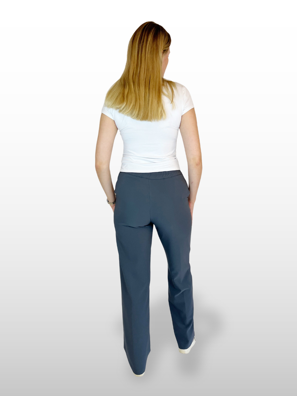 ONLY M Stoffhose mit Knoepfen grey hinten