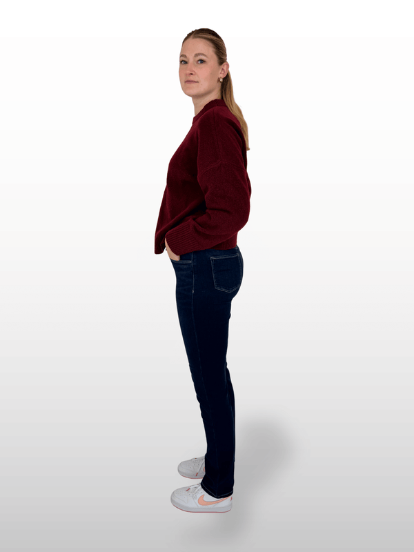 cross jeans ana P 489-272 mid waist slim fit deep blue ganzkörper seitlich