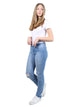 Bogilvy - Slim Fit - Mid Waist - Light Blue Used - FANCY - Länge 34 - L34 - Länge 36 - L36 - Länge 38 - L38 - seite - Ganzkörper - Seitansicht