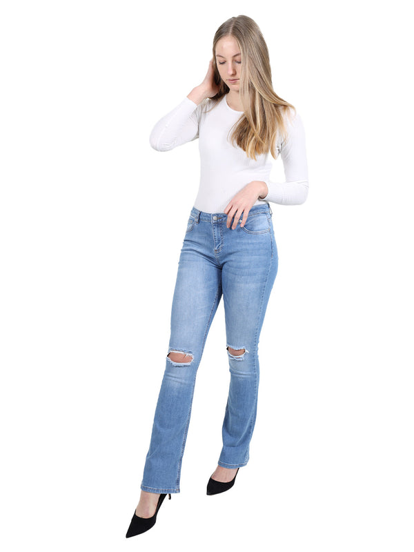 Bogilvy - Bootcut - High Waist - Light Blue Used - ILVY- Länge 34 - L34 - Länge 36 - L36 - vorne - Ganzkörper - Vorderansicht