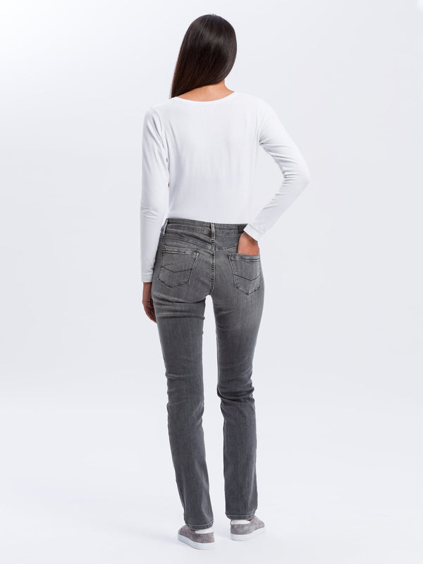 CROSS JEANS - ANYA Jeans, Slim Fit, Dark Grey, Länge 34 - L34 - Länge 36 - L36  - hinten - Ganzkörper - Rückansicht