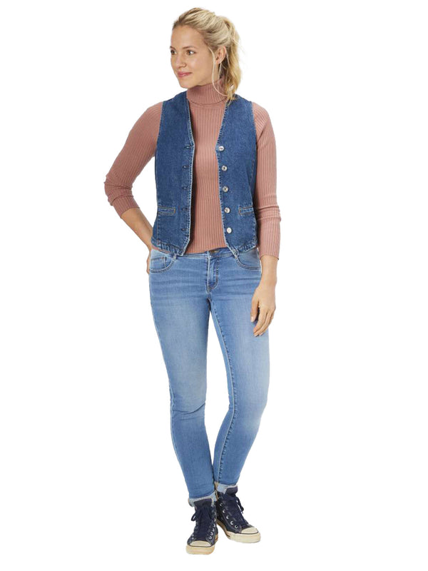 PADDOCKS - LUCY Motion & Comfort, Slim Fit, Mid Stone Blue, MId Waist, Länge 34 - L34 - Länge 36 - L36 - vorne - Ganzkörper - Vorderansicht