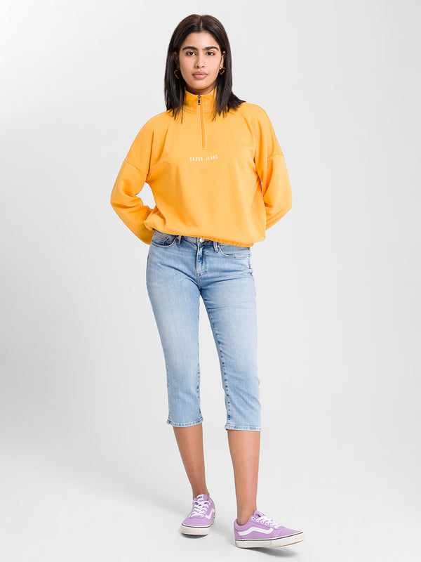 CROSS JEANS - AMBER, Skinny Caprihose, Light Blue Used , A 548-019, Vorne, Ganzkörper