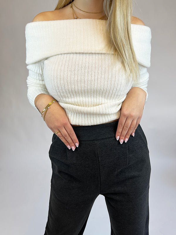 BOGILVY - Anzughose für die kälteren Tage, Straight Fit, High Waist, Anthrazit detail