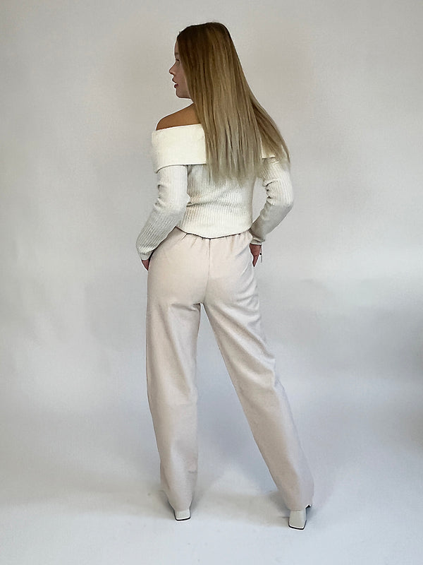 BOGILVY - Anzughose für die kälteren Tage, Straight Fit, High Waist, Beige hinten