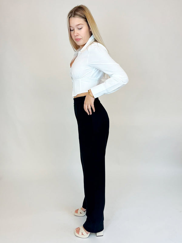 BOGILVY - Anzughose für die kälteren Tage, Straight Fit, High Waist, Black seitlich