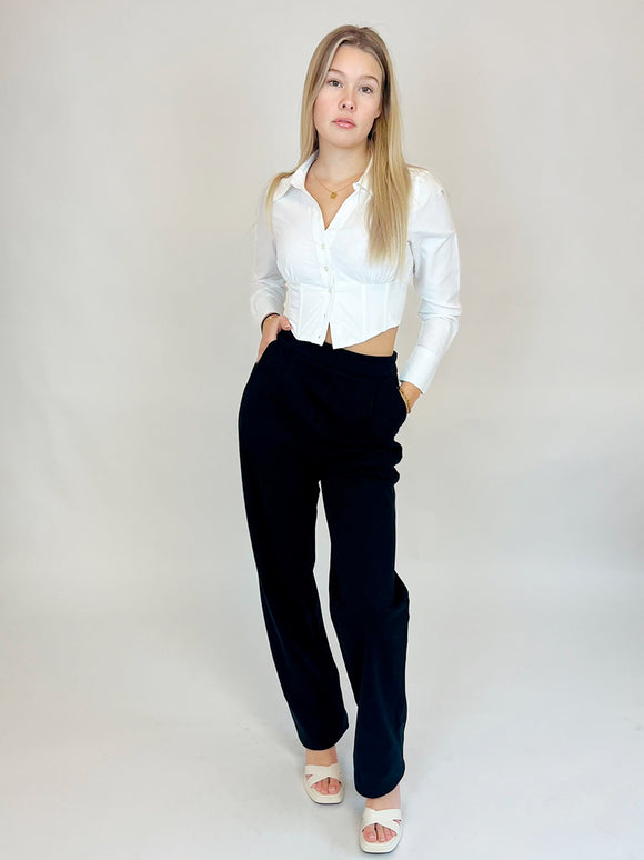 BOGILVY - Anzughose für die kälteren Tage, Straight Fit, High Waist, Black vorne