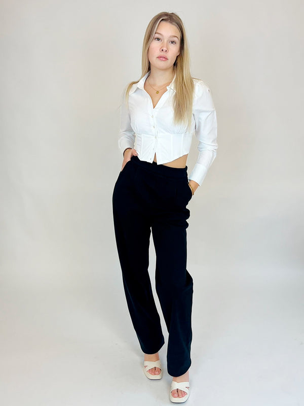 BOGILVY - Anzughose für die kälteren Tage, Straight Fit, High Waist, Black vorne