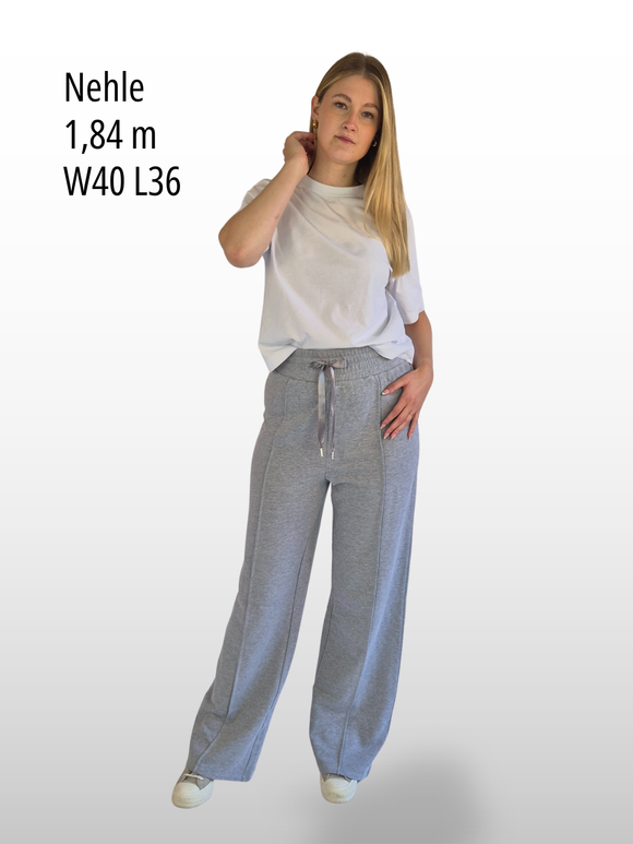 BOGILVY - EMMA, Wide Leg, Sweatpants, High-Waist, Grey vorne