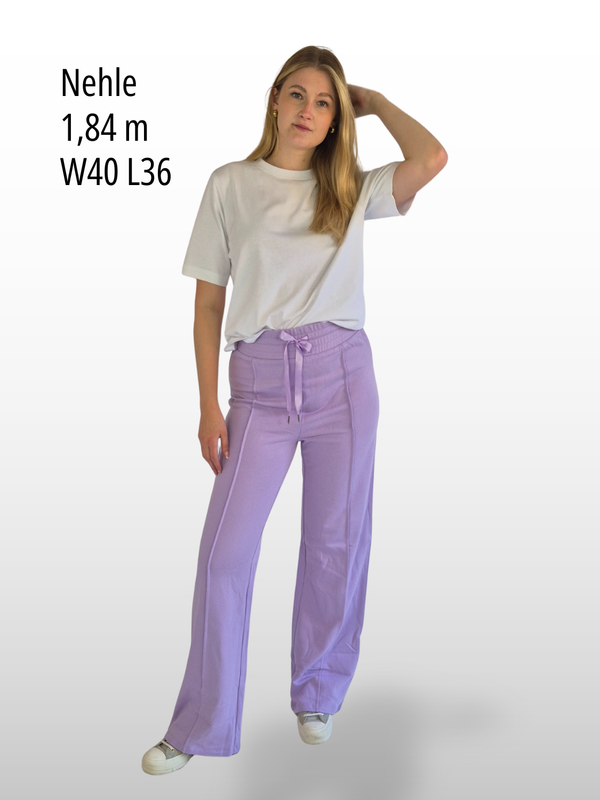 BOGILVY - EMMA, Wide Leg, Sweatpants, High-Waist, Light Purple vorne