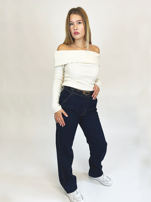 BOGILVY - PAULA, Straight Fit, High Waist, Deep Blue vorne