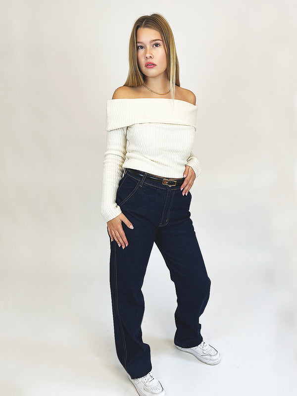 BOGILVY - PAULA, Straight Fit, High Waist, Deep Blue vorne