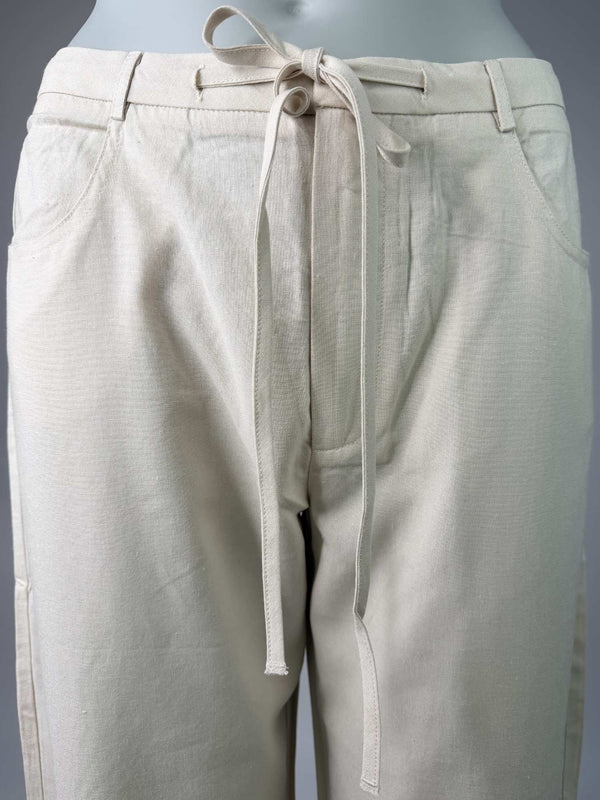 Bogilvy-JULIE-Damenleinen sommerhose-lang-beige-front-detail