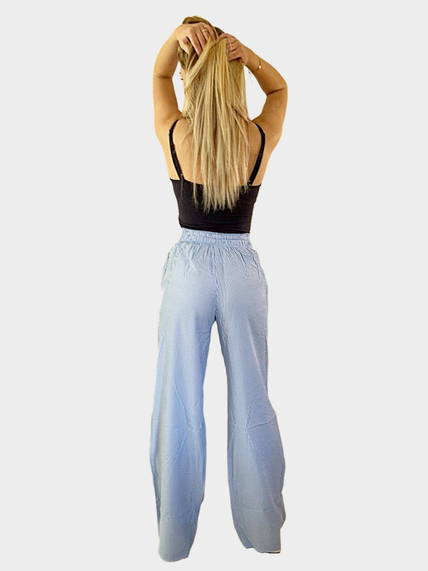 Bogilvy - CLARA, Wide Leg, Sommerhose, High-Waist, Blue / White Stripes hinten