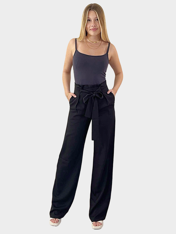 Bogilvy - MAGGY Palazzo, Sommerhose, High-Waist, Black vorne