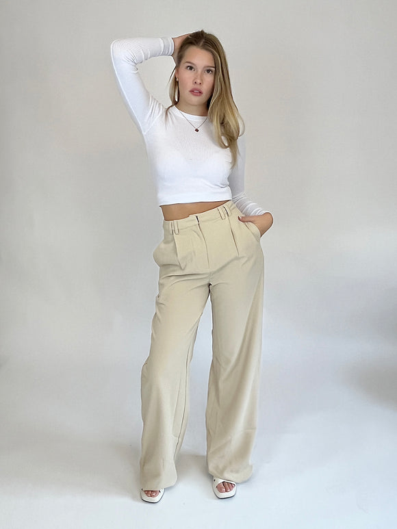 Bogilvy - PORTA, Wide-Leg, High-Waist, Beige vorne