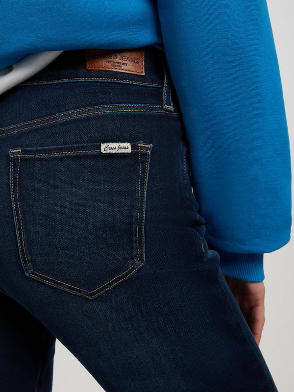 CROSS JEANS - ANYA Soft Flex Jeans, Slim Fit, Mid-Waist, Dark Blue