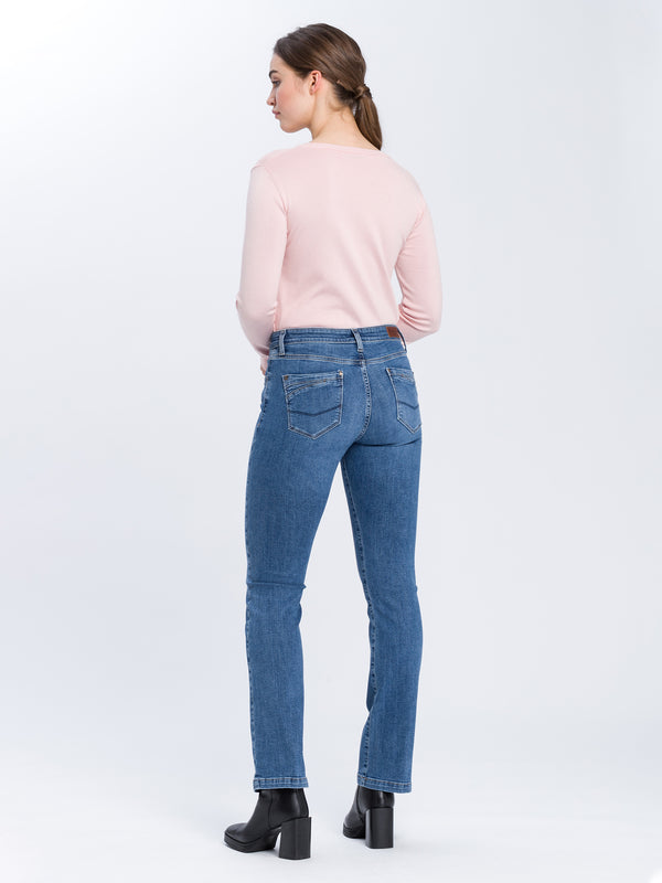CROSS JEANS - LAUREN Jeans, Bootcut, Blue, H 485-017, Ganzkörperansicht, hinten