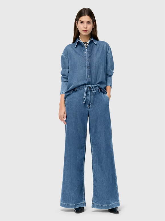 MAC - WENDY, Palazzo, Ultra Soft Denim, High Waist, Mid Blue Herita vorne