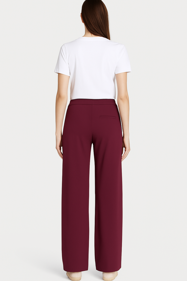 MAC Chiara Stoffhose Straight Leg Bordeaux Ganzkörper hinten
