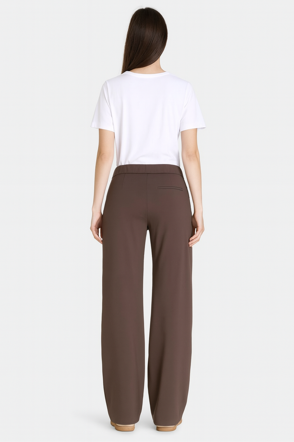 MAC Chiara Stoffhose Straight Leg Truffle Brown hinten