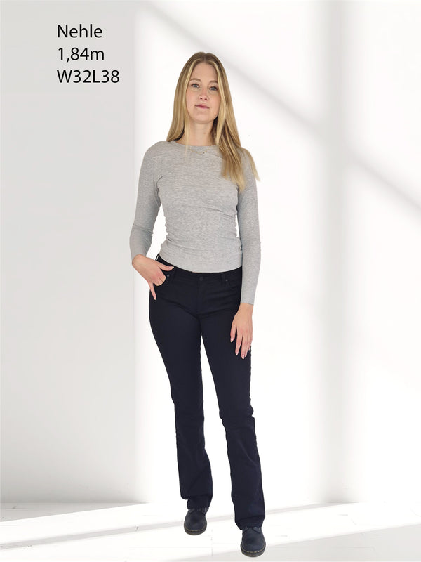 MAVI - Bella, Mid-Waist, Slim Bootcut, Double Black STR vorne