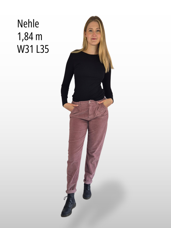 MAVI - LAURA, Baggy Cordhose, High-Waist, Twilight Mauve vorne