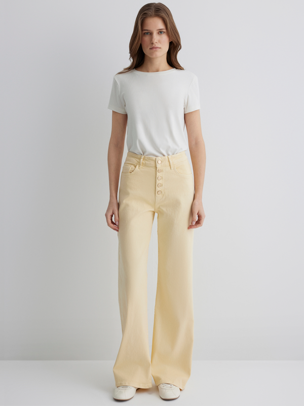 MAVI - MALIBU BUTTON UP, High Waist, Loose Wide Leg, ITALIEN STRAW vorne
