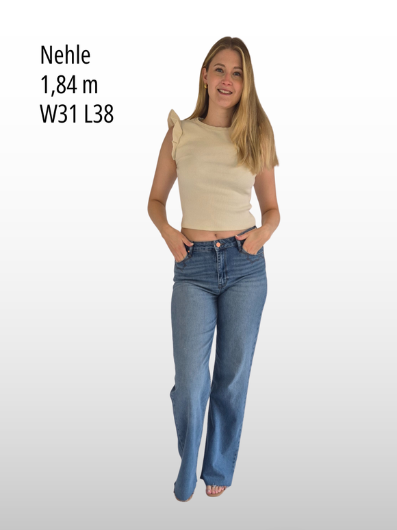 MAVI - MALIBU, High Waist, Loose Wide Leg, Light Used Brushed Denim vorne