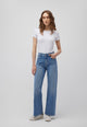 MAVI - MALIBU, High Waist, Loose Wide Leg, Mid Indigo Brushed 90s ganzkörper vorne