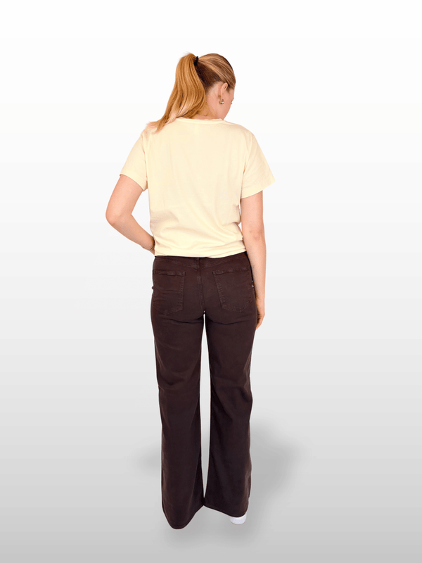mavi malibu with belt chocolade colored high waist wide leg ganzkörperfoto hintnen