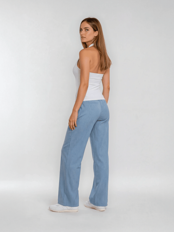 ONLYM-ELASTISCHE HOSE MIT GUMMIZUG IN JEANSOPTIK-SEITE