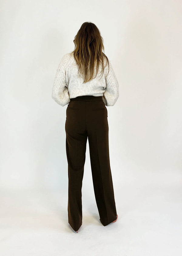 ONLY M - Business Hose, Straight Leg, High Waist, Brown hinten
