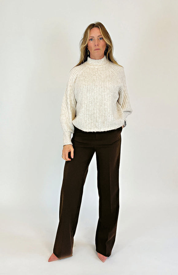 ONLY M - Business Hose, Straight Leg, High Waist, Brown vorne