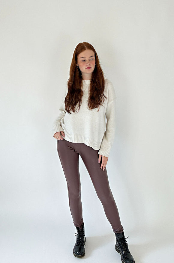 ONLY M - Lether Leggings, Mid-Waist, Skinny Fit, Bordeaux vorne