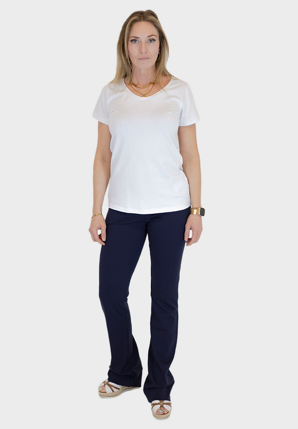ONLY M - Punto Milano, Navy, Basic Leggings, Mid-Waist, Bootcut Fit vorne