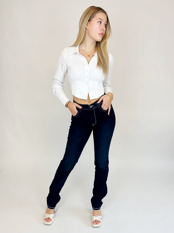 PIONEER - BETTY Strass Jeans, Straight Fit, Mid-Waist, Blue Black Used