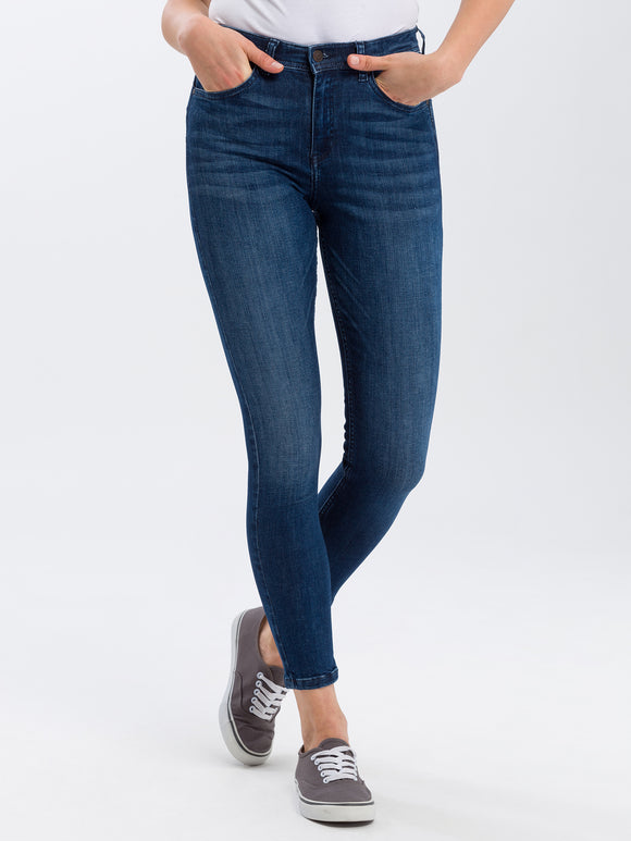 CROSS JEANS - JUDY, Skinny Fit, Dark Mid Blue Used, Vorne, Produktfoto