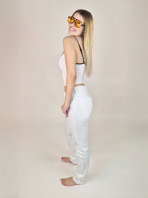 WHITEFIVE - The Unbluejeans -  White ALABASTER, Mid-Waist, Slim Fit