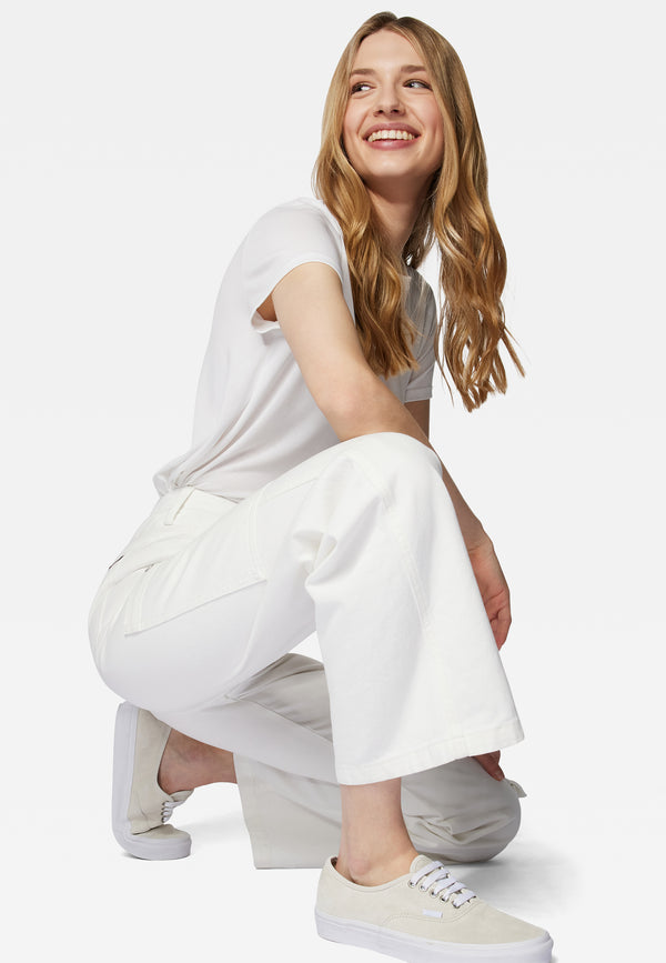 MAVI - DUBLIN, High-Rise Wide-Leg, off white denim, Vorne, Seite, Ganzkörper