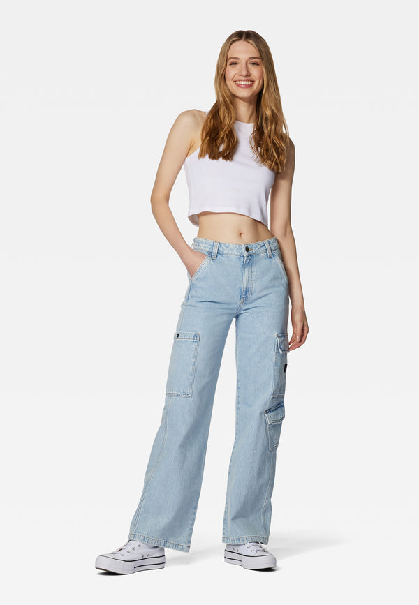 MAVI - DUBLIN, High-Rise Wide-Leg, Bleached Denim, Vorne, Ganzkörper