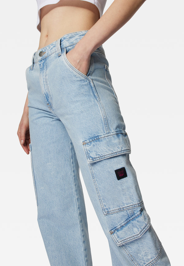 MAVI - DUBLIN, High-Rise Wide-Leg, Bleached Denim, Vorne, Unterkörper, Details