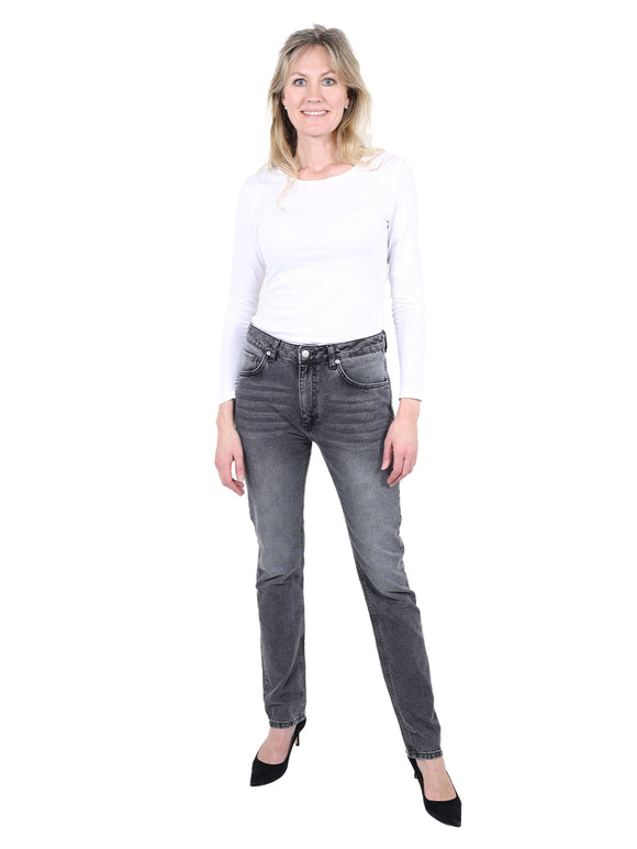 Screvet - Straight Fit - Mid Waist - Grey Black - DILLY - Länge 34 - L34 - Länge 36 - L36 - vorne - Ganzkörper - Vorderansicht