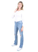 Screvet- Bootcut - High Waist - Light Blue Used - SNAPPY- Länge 34 - L34 - Länge 36 - L36 - seite - Ganzkörper - Seitansicht