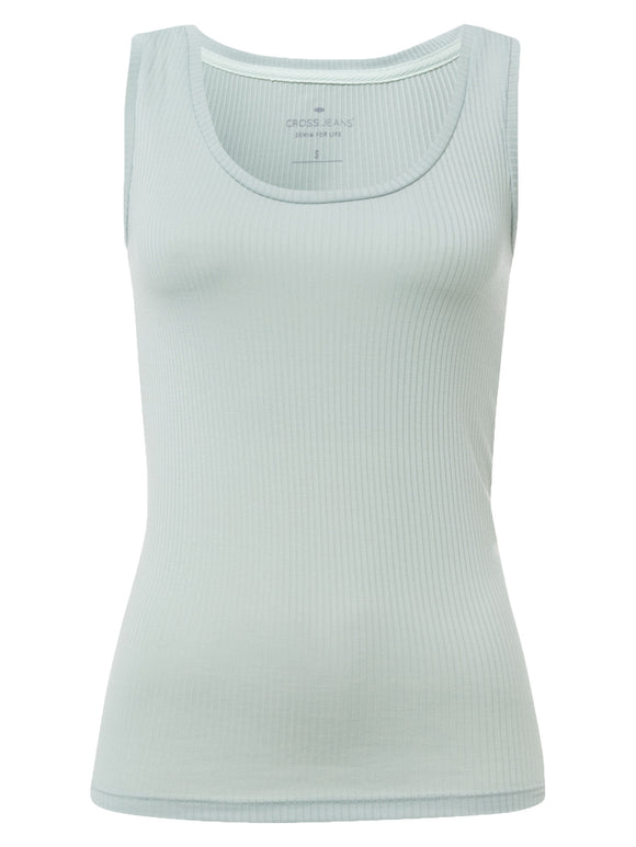 CROSS JEANS - Slim Tank Top, Rippstrick, Green Tea