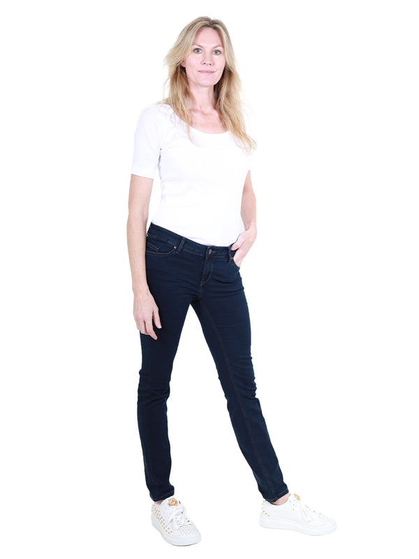 MUSTANG - Jasmin Slim, Slim Fit, Total Eclipse, Darkblue, Mid Waist, Länge 34 - L34 - vorne - Ganzkörper - Vorderansicht