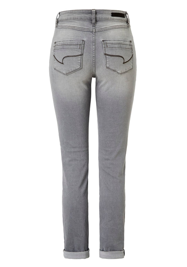 PADDOCK'S - PAT Motion & Comfort, Slim Fit, Light Grey, High Waist, Länge 34 - L34 - Länge 36 - L36 - Länge 38 - L38 - hinten - Detailansicht