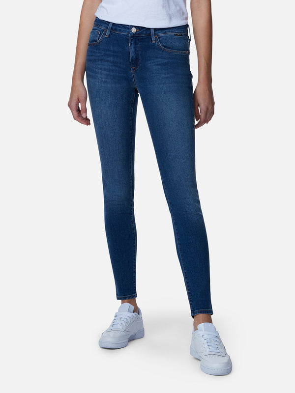 MAVI - ADRIANA, Skinny Fit, Slim Leg, Deep Shaded, Blue, Blau, Mid Waist,  Länge 34 - L34 - Länge 36 - L36 - Länge 38 - L38 - vorne - Beine - Vorderansicht