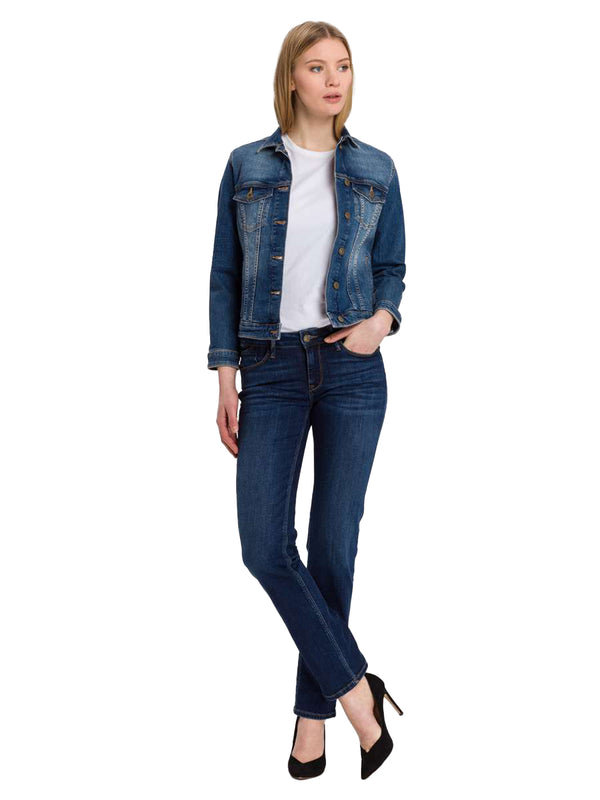 CROSS JEANS - ROSE Jeans, Straight Fit, Dark Blue Used, High Waist, Länge 34 - L34 - Länge 36 - L36 - vorne - Ganzkörper - Vorderansicht